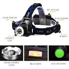 Happy Trend Geldi Şarjlı LED Kafa Feneri Ayarlanabilir Zoom Özellikli 3 Modlu Beyaz Işık Cata Poyraz Outdoor Kafa Lambası