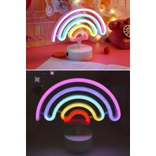 Happy Trend Gökkuşağı Neon LED Işık, Renkli Plastik Masaüstü Dekoratif Ambiyans Aydınlatması, USB Beslemeli