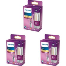 Happy Trend 40W B35 LED Mum Filament Ampul, 2700K Sarı Işık, E14 Ince Duy, Dim Edilmez, 2'li Ekopaket 3lü Paket
