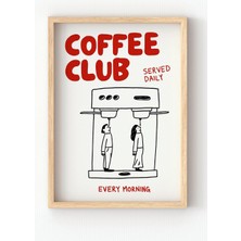 Happy Trend Çerçeveli Coffee Club Poster – Kahve Temalı Tablo Ev Dekoru Çok Renkli 21 x 30