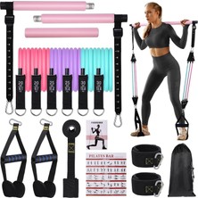Happy Trend Pilates Bar Seti, 3 Set Direnç Bandı, Çok Fonksiyonlu Pilates Egzersiz Ekipmanları, Kadın Erkek Için, Egzersiz Bandı Seti, Ev Spor Salonu, Fitness, Yoga Kuvvet Antrenmanı Için