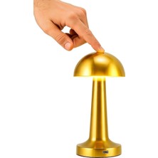 Happy Trend Home Mantar Şekilli Şarjlı Masa Lambası – 3 Fonksiyonlu Dokunmatik LED Aydınlatma, Dekoratif Gece Lambası, Yatak Odası, Salon ve Ofis Için Modern Tasarım Işık (Gold)