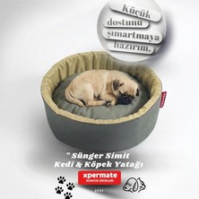 Happy Trend Kedi ve Köpek Yatağı Küçük Irk Köpek Yuvası Sünger Simit (Antrasit Bej, 45 Cm)
