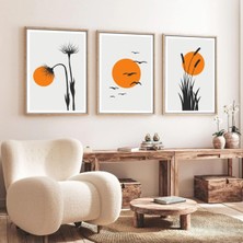 Happy Trend Ahşap Çerçeveli Boho 3'lü Tablo HUHU228 35 x 50 HU41HU41Lİ0228