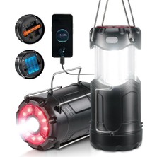 Happy Trend 2'li Paket Katlanabilir LED Kamp Feneri, USB C Şarj Edilebilir ve Pille Çalışan 2'si 1 Arada Acil Durum Lambası, El Feneri ve Manyetik Tabanlı, Elektrik Kesintileri Kasırga Malzemeleri,