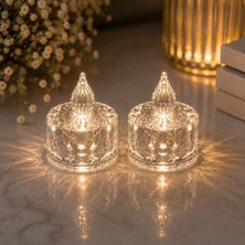 Happy Trend 2 Adet Kristal Görünümlü LED Dekor Mum Işığı – Masaüstü Gece Lambası