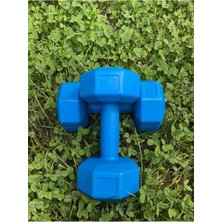Happy Trend Dambıl Seti Köşeli Vinil 2 kg Ağırlık Seti 2 kg x 2 Adet Mavi, 4kgplsmvv