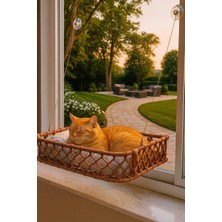 Happy Trend Kedi Köpek Cam Yatağı Vantuzlu Hamak El Işçiliği (Kahverengi)