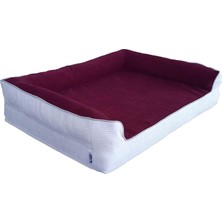 Happy Trend Sofa Blok Sungerli Alezli Fermuarlı Yıkanabilir Köpek Yatağı(S-Bordokrem-Xl)