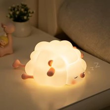 Happy Trend Gece Lambası Yumuşak Dokunmatik Rgb Renk Modu,emzirme Işığı Bebek Odası,dokunmatik Kontrol, USB Şarjı (Bpa Içermez) (Kuzu)