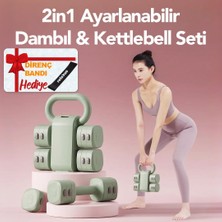 Happy Trend Modüler Kettlebell ve Dambıl Seti 5 kg Ev Fitness ve Güç Antrenman Direnç Bandı Hediye