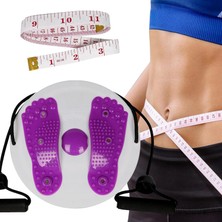 Happy Trend Twist Bel Disk Kurulu, 1 Adet Yükseltilmiş Ayarlanabilir Bel Eğitmeni Büküm Diski Kolları ve 1 Adet Deri Mezura Çok Fonksiyonlu Ev Fitness Ayak Masajı