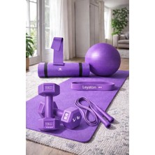 Happy Trend 20 cm Pilates Minderi, Pilates Topu, Squat Band, Direnç Lastiği, Atlama Ipi, Dambıl, Mor