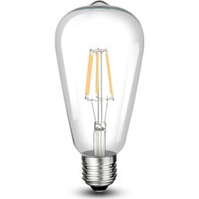 Happy Trend CT-4353 Rustik Fılament LED Ampul Nostalji 8W 6400K Beyaz [uzun] E27 (3 Adet)