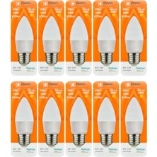 Happy Trend 9W (70W) Sarı Işık (3000K) E27 Duylu LED Mum Ampul, 10 Adet