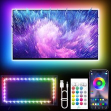 Happy Trend Tv Için LED Işıklar, 45-75 Inç Tv'ler Için 17 Ft LED Işıklar, Rgb Tv Arka Aydınlatması, Müzik Senkronizasyonu Bluetooth App ve Uzaktan Kumanda Şerit Işıkları Yatak Odası, Oyun, Ev Dekoru Için