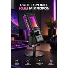 Robeve YK-MC673 Profesyonel Rgb Oyuncu Mikrofonu ve Yayıncı Mikrofonu – USB Type-C Mikrofon, Cardioid Ses Yakalama, Gürültü Azaltma, Ses Kontrolü, Gaming, Podcast, Canlı Yayın ve Pc Mikrofonu