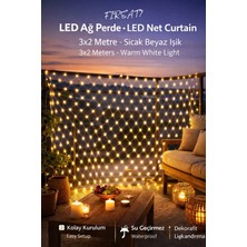 Balık Ağı Perde LED Işık 3x2 Metre Gün Işığı Ağ LED |iç & Dış Mekan | Enerji Tasarruflu