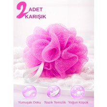 Beylini 2'li Karışık Banyo Lifi Büyük Boy 35GR Vücut Duş Kesesi File Top Lif Peeling Etkili Hijyenik Banyo