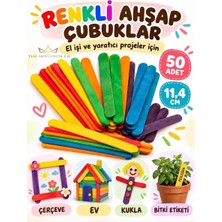 The Monarch Co Renkli Ahşap Dil Çubuğu 50 Adet 11.4 cm - Hobi, El Işi, Abeslang ve Maket Dondurma Çubuğu