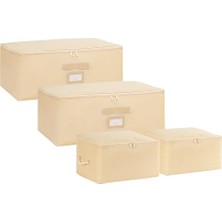 Ocean Home Textile 4'lü Bej Balıksırtı Hurç Set 2 Adet 30 x 22 x 18/2 Adet 52 x 28 x 21 cm