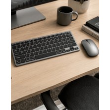 Şarjlı Kablosuz Klavye ve Mouse Seti Kompakt Taşınabilir Tasarım
