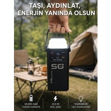 50.000 Mah Powerbank Hızlı Şarj 4 Dahili Kablolu Dijital Göstergeli LED Aydınlatmalı Taşınab