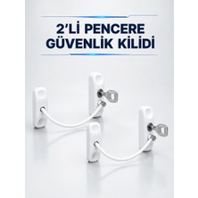 Anahtarlı Pencere Güvenlik Aparatı Beyaz Kablolu Açılma Sınırlayıcı 2’li Set