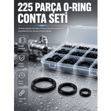 Organizer Kutulu O-Ring Conta Seti 225 Parça | Dayanıklı Kauçuk Sızdırmazlık Contaları