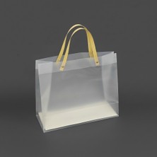 Muka Saplı Çanta Şeffaf Buzlu Plastik (Pp/pvc) 25x30x10 CM Pakette 10 Adet