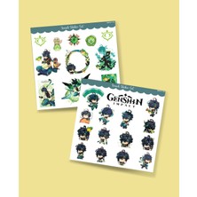 Minithingsart Genshin Impact-Kinich 2 Li Sticker Set Parlak Kağıt Oyun Karakteri Kinich Telefon Süsleme Etiketi
