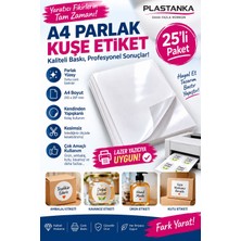 Plastanka A4 Parlak Kuşe Kendinden Yapışkanlı Etiket Kağıdı 25’li Paket