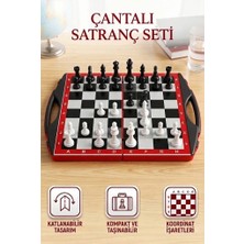 Farbu Oyuncak Çantalı Satranç Seti Katlanabilir Taşınabilir Satranç Takımı Koordinat Işaretli Eğitici Zeka Oyunu