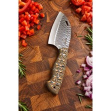 Precious Mini Almazan Kamp ve Şef Bıçağı 25 cm – 4116 Çelik, Dövme Desenli, Verzalit Sap