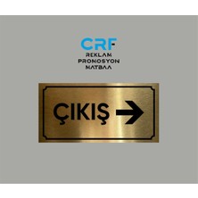 Gold Aluminyum Kapı Isimliği Çıkış Sağ Ok Yönlendirmeli Yazılı Arkası Yapışkanlı 10X20 cm