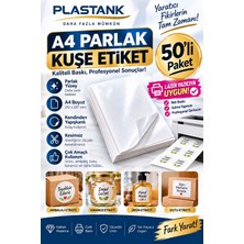 Plastanka A4 Parlak Kuşe Etiket Kağıdı 50’li Kendinden Yapışkanlı Sticker Kağıdı