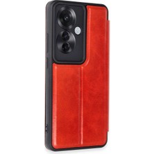 Oppo Reno 11F Kılıf Flip Cover - Kırmızı