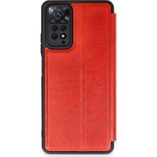 Bezos Professional Xiaomi Redmi Note 12 Pro 4g Uyumlu Kılıf Flip Cover - Kırmızı
