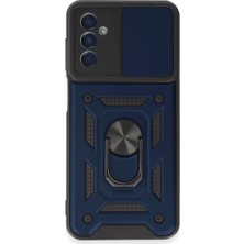 Bezos Professional Samsung Galaxy M14 5g Uyumlu Kılıf Pars Lens Yüzüklü Silikon - Lacivert