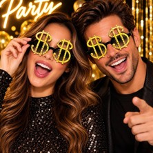 Magicool Dolar Işareti Parti Gözlüğü – Altın