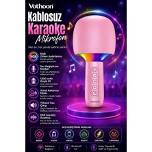 Magicool Çocuk ve Yetişkin Karaoke Mikrofonu Kablosuz Rgb Ambiyans Işığı Ses Değiştirme Modlu Hoparlör