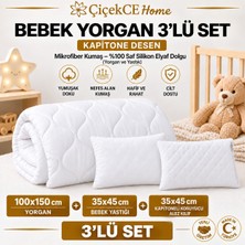 ÇİÇEKCE HOME Bebek Yorganı 3lü Set Yorgan-Yastık-Yastık Kılıfı 1 Adet