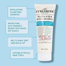 Prime Curlsmıth - Wash & Scrub Detoks Şampuanı - Her Saç Tipine Uygun Vegan Peeling Arındırıcı Şampuan, Sağlıklı Saç Derisi (8 Oz)