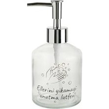 Prime Sia 2 Adet Cam Sivi Sabunluk,lütfen Yazili 300ML Banyo Seti 7,6X15,5CM