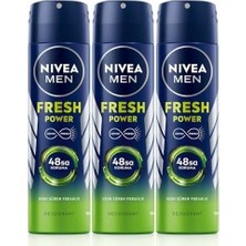 Prime Men Erkek Sprey Deodorant Fresh Power 150 ml x 3 Adet, Ter ve Ter Kokusuna Karşı 48 Saat Deodorant Koruması