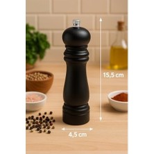 Prime Ahşap Tuz ve Karabiber Öğütücü | 15.5 cm Siyah Bambu Baharat Değirmeni | Ayarlanabilir Seramik Öğütücü Mekanizma | Şık ve Dayanıklı Mutfak Aksesuarı