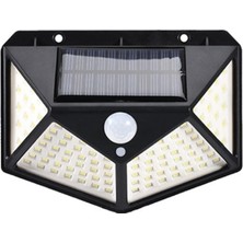 100 Led'li Güneş Enerjili Solar Duvar Apliği - 1200 Lümen Hareket Sensörlü 3 Modlu Bahçe Aydınlatması, Duvar Armatürü IP65 Su Geçirmez, 270° Geniş Açı, Siyah