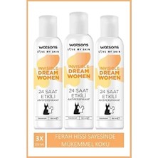 Prime Watsons Invisible Fresh 24 Saat Etkili Kadın Deodorant Sprey 150 ml X3 Adet