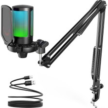 Store Ampligame A6T Twitch - Youtuber - Gamer - Tiktok - Yayıncı USB Mikrofon Seti (Siyah)