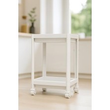 Prime Pro 2 Katlı Beyaz Tekerlekli Çok Amaçlı Banyo & Mutfak Düzenleyici Raf - Evye Altı Raf Beyaz 40 x 35